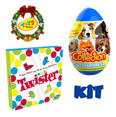 Kit De Natal Jogo Twister + Ovo Surpresa Com Mini Cachorro